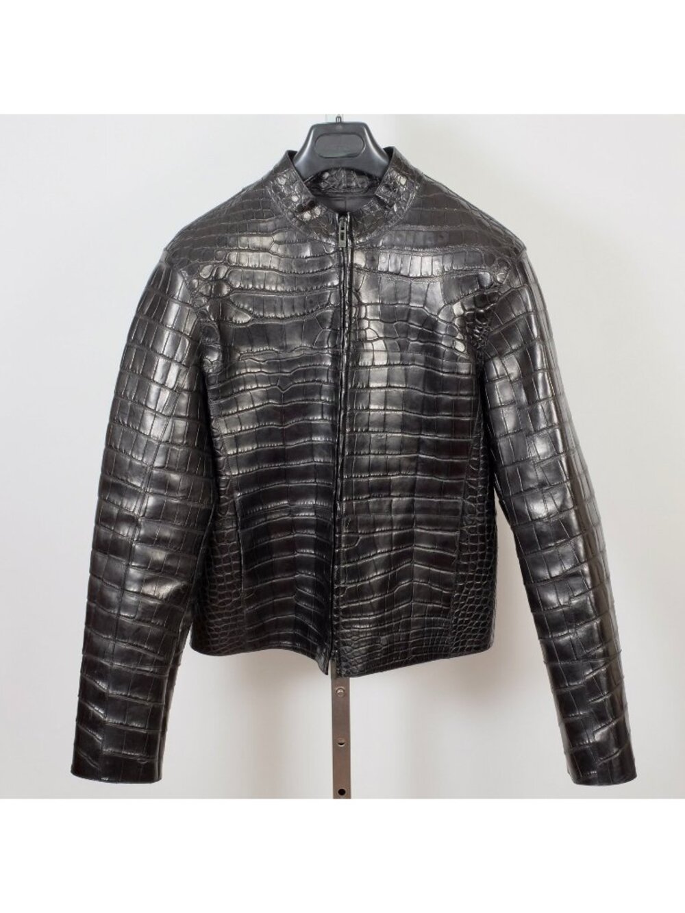 Giorgio Armani Black Label Alligator Crocodile Jacket 48 US 38 Black Biker 120k